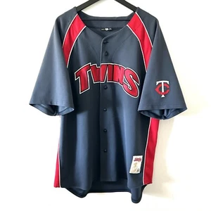 Camiseta de béisbol bordada MLB con botones Joe Mauer XL azul roja de los Mellizos de Minnesota - Imagen 1 de 16