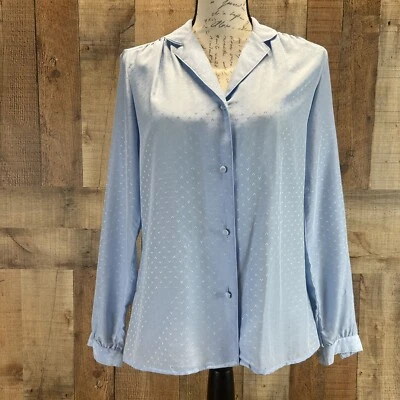 Camisa feminina vintage Levi Strauss tamanho 10 azul com botões manga longa anos 70 meados do século - Imagem 1 de 4