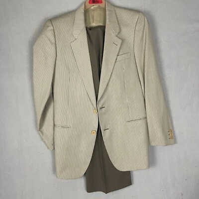 Traje De Colección Marzotto 2 Piezas Para Hombre 48R 32x31 Gris Rayas Lana Pecho Único Foto 1 de 4