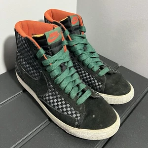 Nike Blazer Mid Woven Schwarz Grün Orange Schuhe Herren Größe 8 555093-001 - Bild 1 von 9