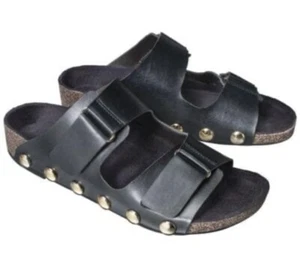 Sam & Libby studded footbed sandals Women’s Black & Gold Studs Size 8 w/box - Picture 1 of 23