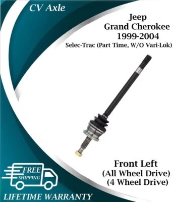 Eje delantero izquierdo CV para Jeep Grand Cherokee 1999-2004 4x4/4X4 garantía de por vida Foto 1 de 4