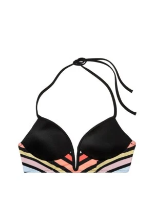 NEW Victoria's Secret PINK Swim XS Black Rainbow Bikini Halter Top wireless bra - Image 1 of 4