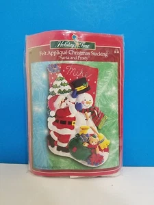 18" Holiday Time 84190 Weihnachten Filz Strumpf Kit "Santa and Frosty" NEU - Bild 1 von 2