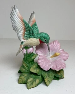 Hummingbird On A Flower Porcelain Figurine By Homco 1429 - Picture 1 of 6