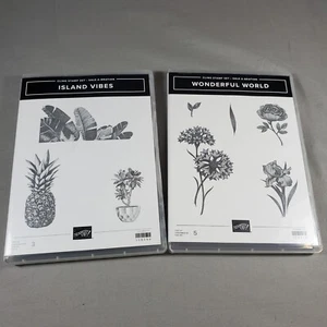 Stampin Up Cling Stamp Set Island Vibes & Wonderful World Floral Plants Unused - Picture 1 of 5