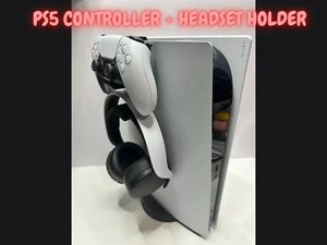 Sony Playstation 5 PS5 Headset & Controller Holder Stand - Clip On - 3D Printed - Picture 1 of 3