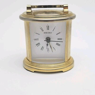 Peyton Carriage Alarm Clock Seiko 4"  - Gold QHG109G   - Image 1 of 4