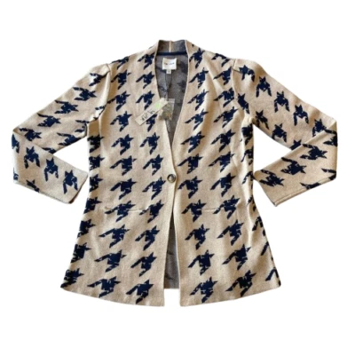 Chaqueta tejida pata de gallo NIC+ZOE para mujer pequeña S índigo multi nueva con etiquetas $188 Foto 1 de 4