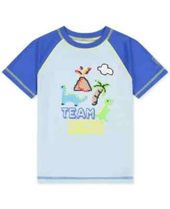 Laguna Team Dino Video Swim Top Little Boys 4 Blue Multi Crewneck Pullover S/S - Picture 1 of 14