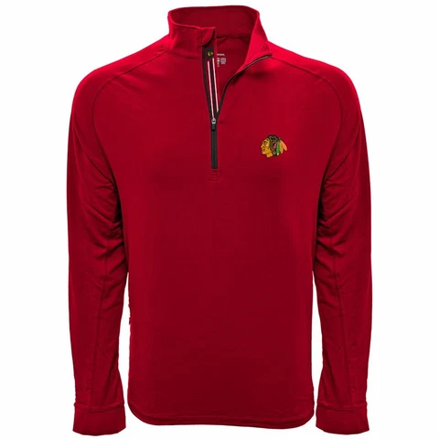 Chicago Blackhawks NHL Men's Banner Stripe 1/4 Zip Pullover Jacket, Small, NWT Cover