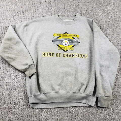 Vtg PITTSBURGH STEELERS Sweatshirt Mens 2XL Crew Neck Three River Stadium NFL Cover