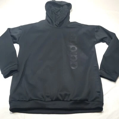 Adidas Hoodie Women's Med Black Spellout Blackout Stripes LS Sweater PullOver - Image 1 of 4