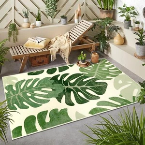 New- Leaf Area Rugs for Living Room, 3x5 Green Washable Throw Rugs Tropi - Picture 1 of 6