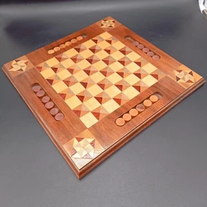Moroccan Custom Wood Checker Board Circa 1960 - 3 Colors 12" Non Foldable - Picture 1 of 10