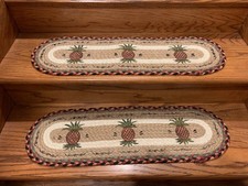 Welcome Pineapple Print Braided Stair Tread by Earth Rugs