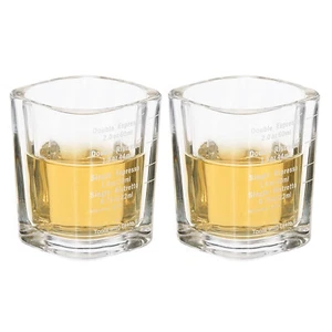 2 Pcs 2 Ounce/60ml Heavy Shot Square Glass Measuring Cup with White Scale, Clear - Picture 1 of 6