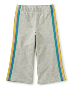 TEA COLLECTION  Flare Knit Crop Pants w/ Stripes - Heather Gray - NWT Girls 4 - Picture 1 of 1