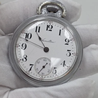 Hamilton 1912 grado 926, modelo 1, 18s, 17J esfera de porcelana cuerda mecánica  Foto 1 de 4