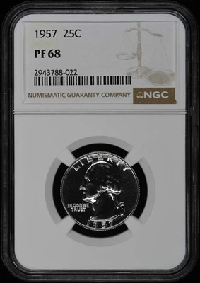 1957 Washington Quarter 25C NGC PR68 - Image 1 of 2