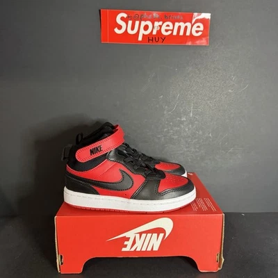 Nike Court Borough Mid 2 University Rojo Negro Blanco CD7783-602 Niños Talla 12C Foto 1 de 4