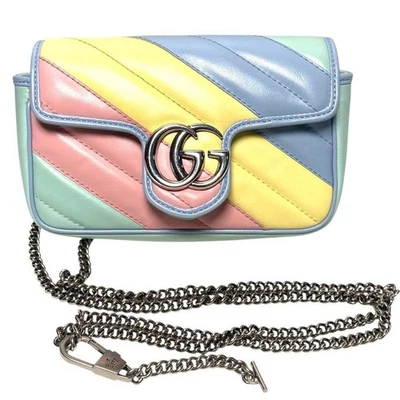 Bolsa tiracolo Gucci pastel multicolorida GG Marmont mini, estilo super mini. - Imagem 1 de 4
