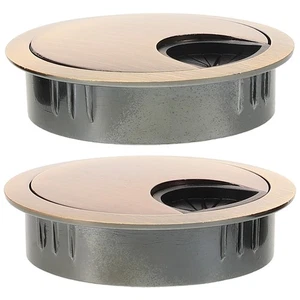 2 Pcs Cable Hole Cover Desktop Cord Plug Wire Office Cap Metal Grommet - Photo 1/12