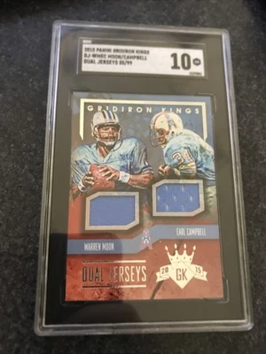 2015 Panini Gridiron Kings - Dual Jerseys Warren Moon, Earl Campbell /99 SGC 10 - Image 1 of 2