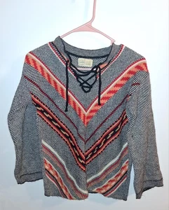 Vtg Pandora Multicolor Geometric Long Sleeve V-neck Sweater Sz M - Picture 1 of 3