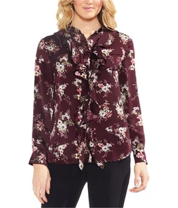 Vince Camuto Womens Delicate Bouquet Button Down Blouse, Purple, Small - Picture 1 of 1