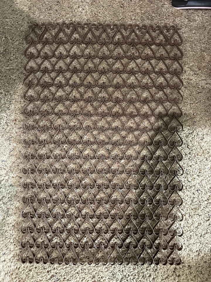 Antique Primitive Heart Shaped Wrought Iron Linked Door Mat 24 x 16 - Image 1 of 1