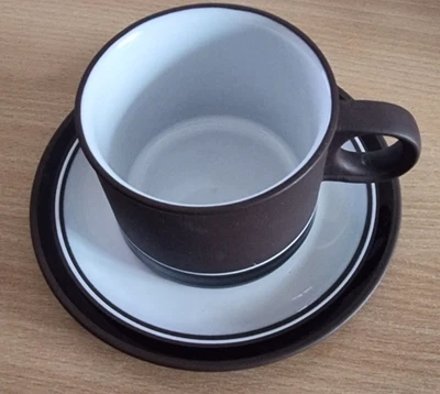 Vintage Hornsea Contrast Cup & Saucer Seventies Matte Classic Coffee Tea - Image 1 of 3