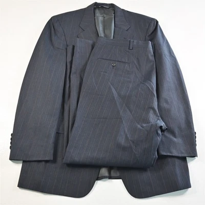 Vtg USA Made Austin Reed 42R 38x30 Blue Striped Wool Mens Jacket Pants Suit - Image 1 of 4