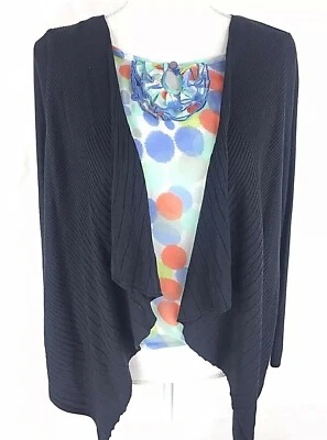 Per Una Womens Cardigan Sweater Top UK 12/ M Blue Polka Dot Sheer Open Navy Blue - Image 1 of 4