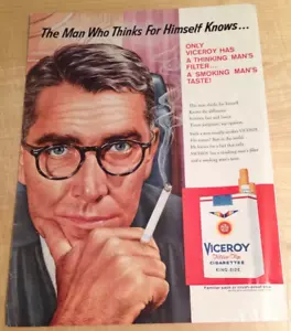 1959 VICEROY CIGARETTES Thinking Man - Vintage Magazine Print Ad - Bild 1 von 1