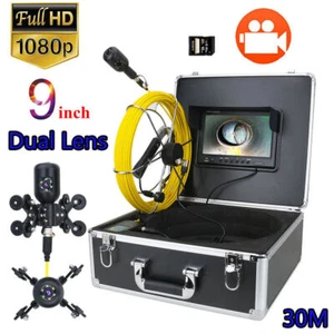 9'' DVR 30M 1080P Dual Camera Lens IP68 Waterproof Pipe Inspection Video Camera - Picture 1 of 12