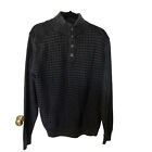 Mens F/X Fusion 1/4 Button Sweater Waffle Knit Pullover Gray Mockneck  Medium
