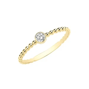 9ct Yellow Gold 0.10ct Diamond-Unique Bobble Band Solitaire Ring Size J to T - Picture 1 of 12