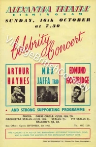 RARE Arthur Haynes - Hand Flyer - Celebrity Concert Birmingham 1960 Max Jaffa - Picture 1 of 2