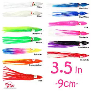 Fisch WOW!® 3,5" Tintenfischrock Oktopus Trolling Hoochies Angeln weiche Köder 9 cm Menge - Bild 1 von 16