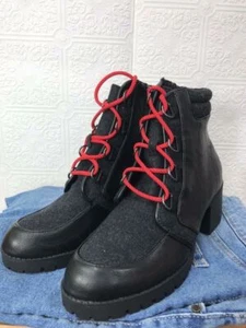 Scoop Women's Heeled Hiker Boots, Black, Size 11 - Picture 1 of 5