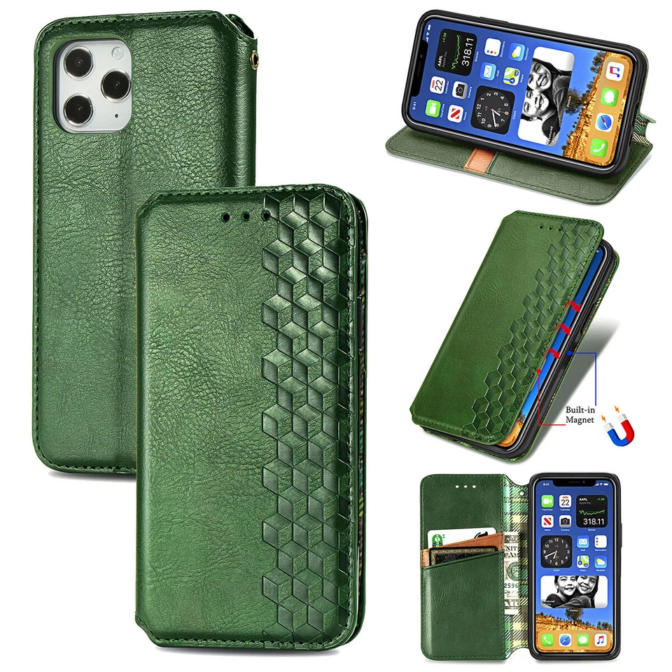 For iPhone 16E 16 Plus 14 Pro 15 Pro Max Flip Wallet Card Pocket Leather Case - Image 1 of 4