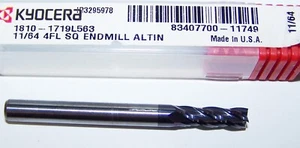 11/64"" (.1719"") MOLINO FINAL DE CARBURO 4 FLAUTAS AlTiN RECUBIERTO KYOCERA 1810-1719L563 - Imagen 1 de 4