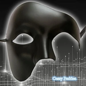 SN-C2-2 Phantom Mens Womens Masquerade Mardi Gras Venetian Costume Mask BLACK - Picture 1 of 11