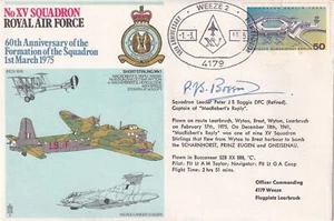 15 Sqn RAF cover Signed J Boggis Pilot of Stirling MacRobert's Reply - Picture 1 of 3
