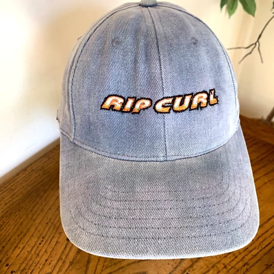 Vintage Rip Curl Baseball Hat Cap Denim Blue Embroidered School Sucks Snapback - Image 1 of 4