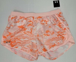 NWT UNDER ARMOUR SHORTS WOMENS UA FLY BY 2.0 PRINTED 3XL LOOSE FIT ORANGE SHORTS - Picture 1 of 3