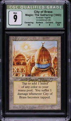 1993 City of Brass Arabian Nights MP Artist Signed Auto Magic MTG Cgc 9 Mint - Image 1 of 2