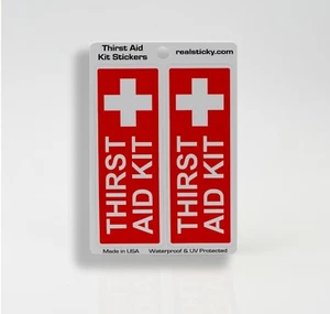 Thirst Aid Kit Sticker Beer Cup Tumbler Mug Water Bottle Cooler Vinyl Safe Decal - Picture 1 of 3