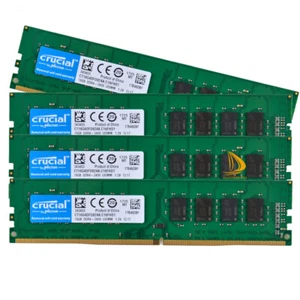 Crucial 4x 16GB 2RX8 PC4-2400T DDR4 19200MHz 288Pin UDIMM Desktop Memory RAM - Picture 1 of 6